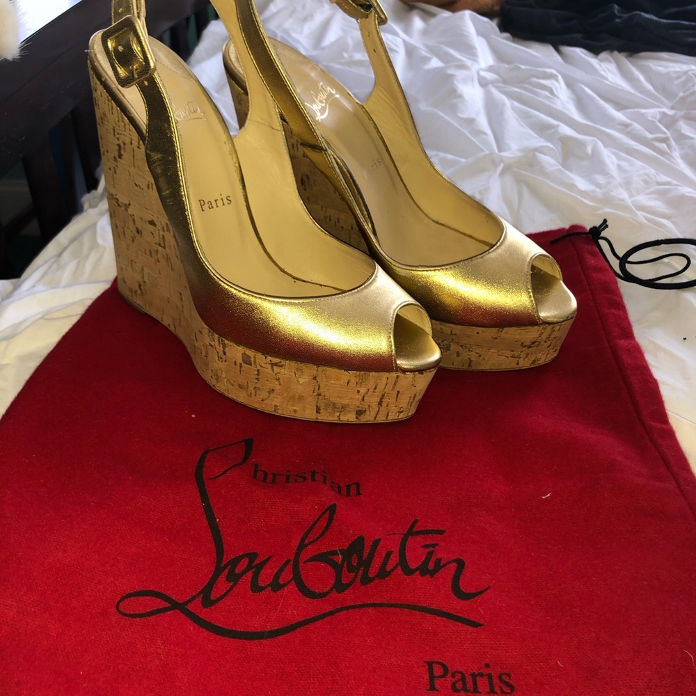 Christian Louboutin Gold Wedges